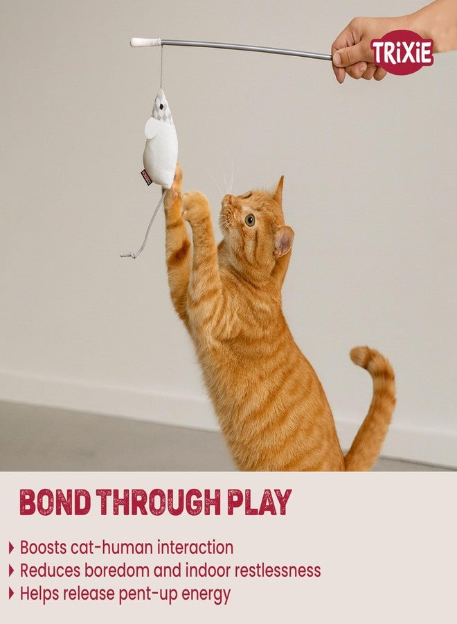 TRIXIE Catnip Mouse Playing Rod Toy for Cats | Interactive Teaser Wand with Plush Mouse & Flexible Stick | Fun Exercise Toy for Active Cats & Kittens, Indoor Playtime & Bonding - 46 cm - Image 4